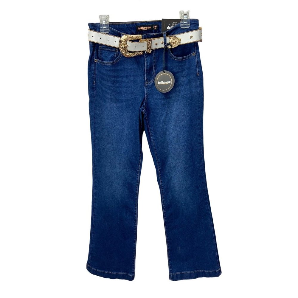 Dollhouse You Are‎ Beautiful Women's Size 9/10 Belted Flared Blue Jeans